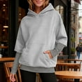 thumbnail image 3 of Otntypg Splicing Oversized Hoodies for Women Casual Striped Patchwork Fake Two Piece Long Sleeve Hooded Pullover Sweatshirts Loose Fit Soft Hoodie Tops with Pockets Gray XXL, 3 of 10