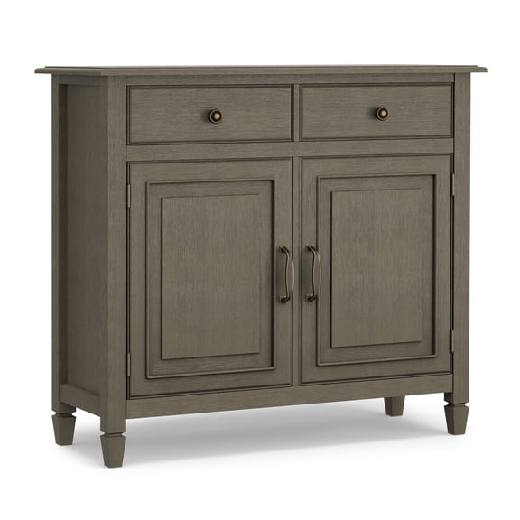 Simpli Home Connaught 40 inch Wide Solid Wood Traditional Entryway Storage Cabinet in Farmhouse Grey