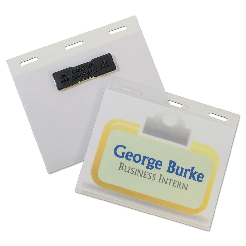 Magnetic 3 in. x 4 in. Self-Laminating Name Badge Holder Kit - Clear (20-Piece/Box)