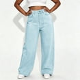 thumbnail image 4 of Zormilly Jeans for Women High Waisted Baggy Fashion Wide Leg Denim Pants with Pockets Casual Loose Straight Leg Jeans, 2XS-4XL, 4 of 5