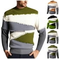 thumbnail image 2 of ZCFZJW Patchwork Sweater Mens Regular Fit Casual Fall Winter Thick Warm Colorblock Jumper Unisex Sweater Oversized Ripped Tops Khaki M, 2 of 9
