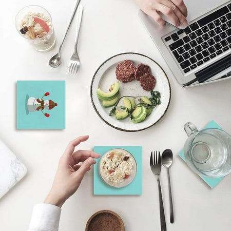 

ZHANZZK Snowman Christmas Set of 8 Coaster for Drinks Absorbent Ceramic Stone Coasters Cup Mat with Cork Base for Home Kitchen Room Coffee Table Bar Decor