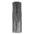 thumbnail image 4 of Lovzfmll Vest for Women Fashion, Solid Color Fringe Detail Sleeveless Poncho, Chic Open Front Cape for Date Night Party, 4 of 8