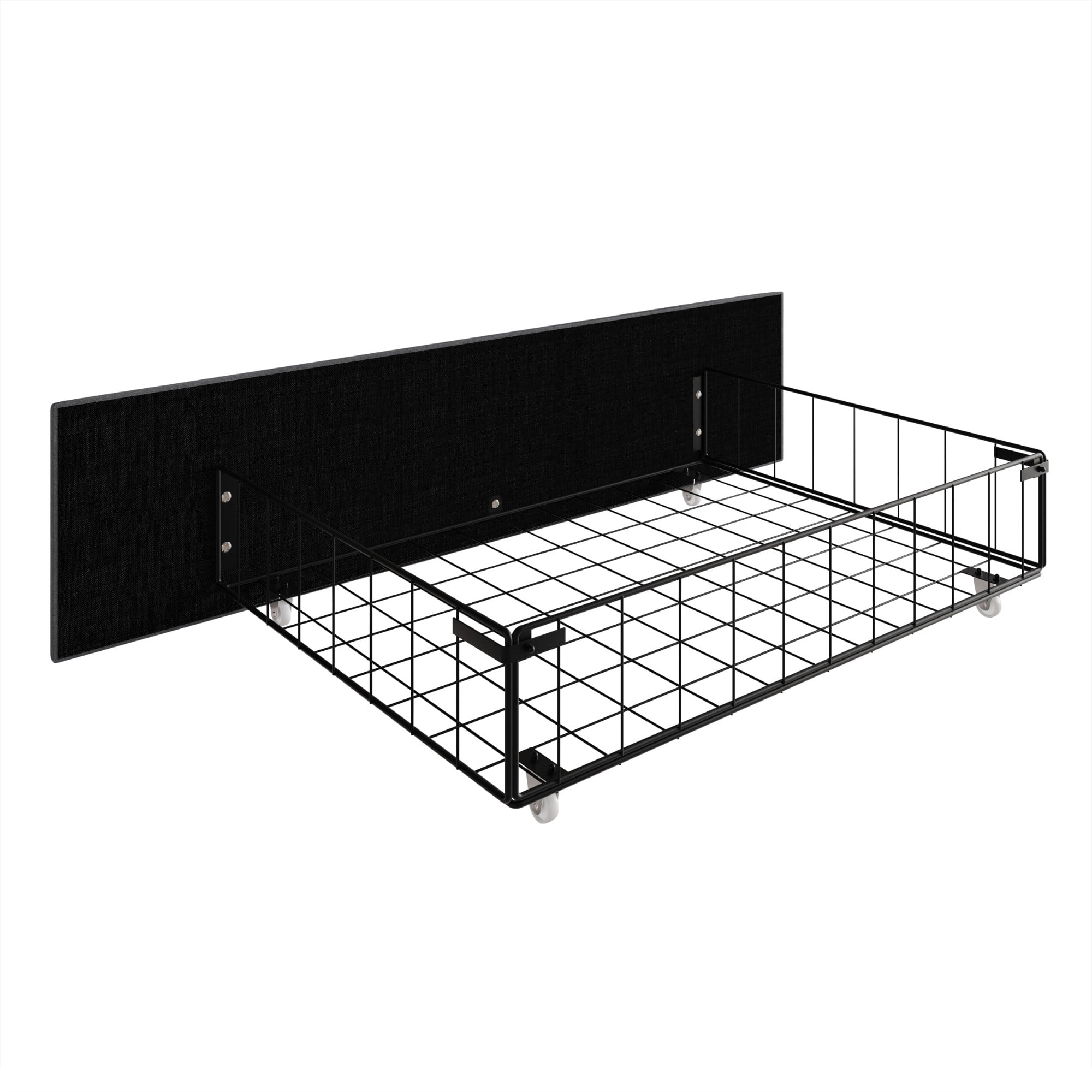 Home Design Valdez Full Upholstered Storage Platform Bed Frame with Gold Aluminum Trim and Four Under-Drawers, Dark Gray, Easy Assembly