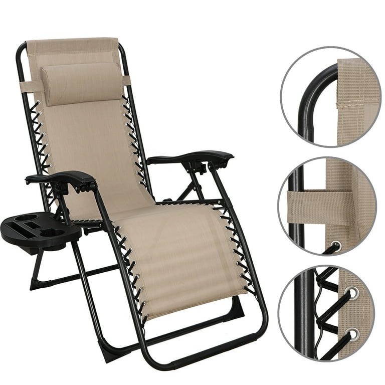 HomGarden 2 Pack Steel Zero Gravity Chair Beige