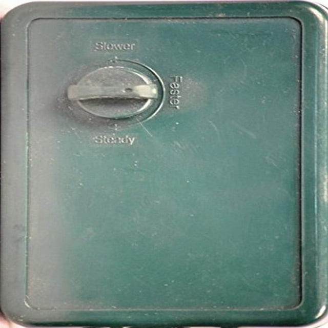 Queens of Christmas WL-CONT-2-CH 2 Channel Flasher Push Button Control in green, featuring a rotary dial with options for slower, faster, and steady flashing modes. Includes a 5A fuse stacking plug and polarized male and female connectors, suitable for automotive replacement body parts and specialty parts.