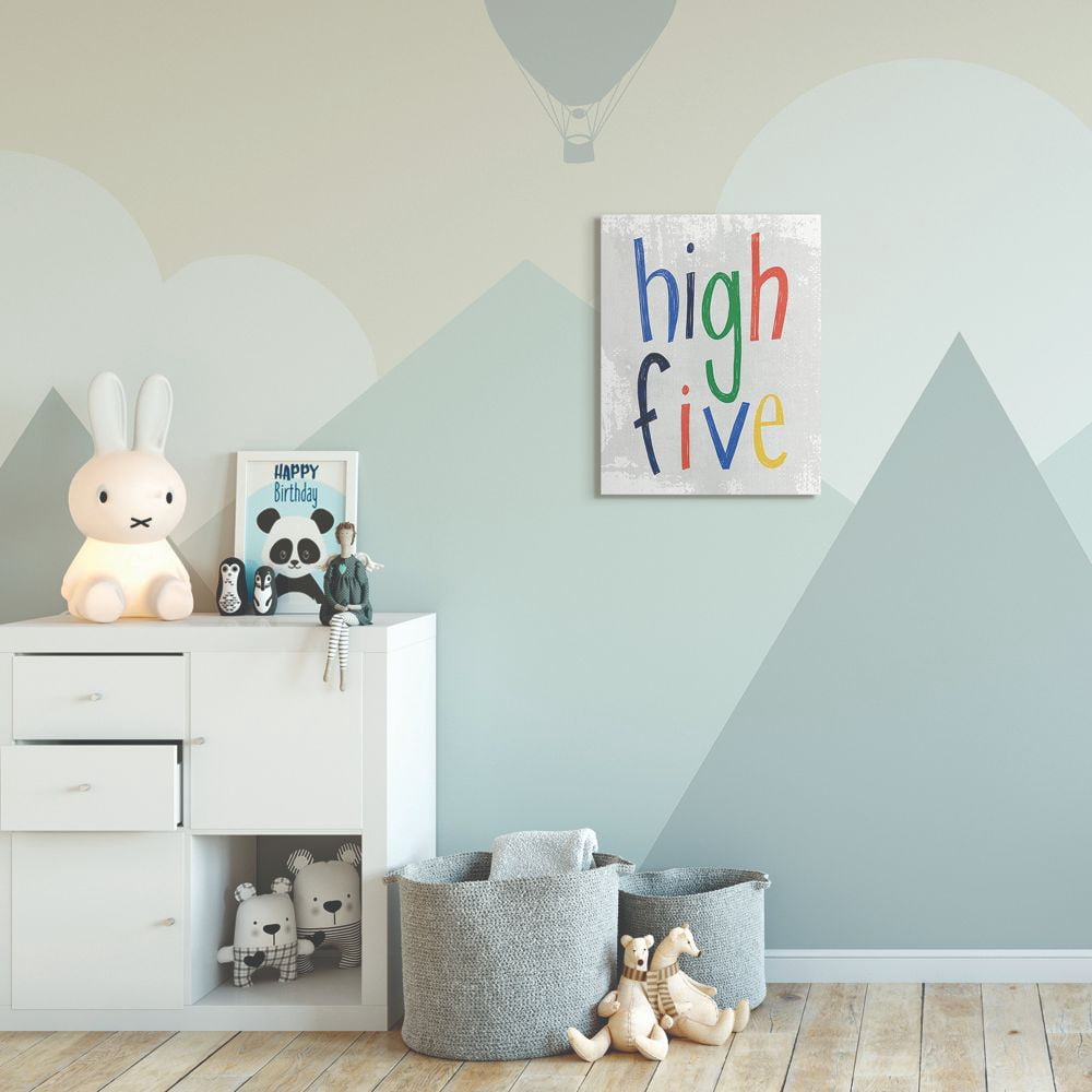 The Kids Room by Stupell Kids Cool High Five Colorful Word Design Canvas Wall Art by Daphne Polselli