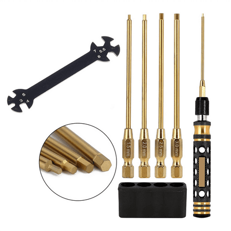 

scx24 Hex Screwdriver 4 in 1- Hex Wrenches Set 1.5mm 2.0mm 2.5mm 3mm with 4 in 1 Wrench 4 5 5.5 7mm- RC Tool Kit