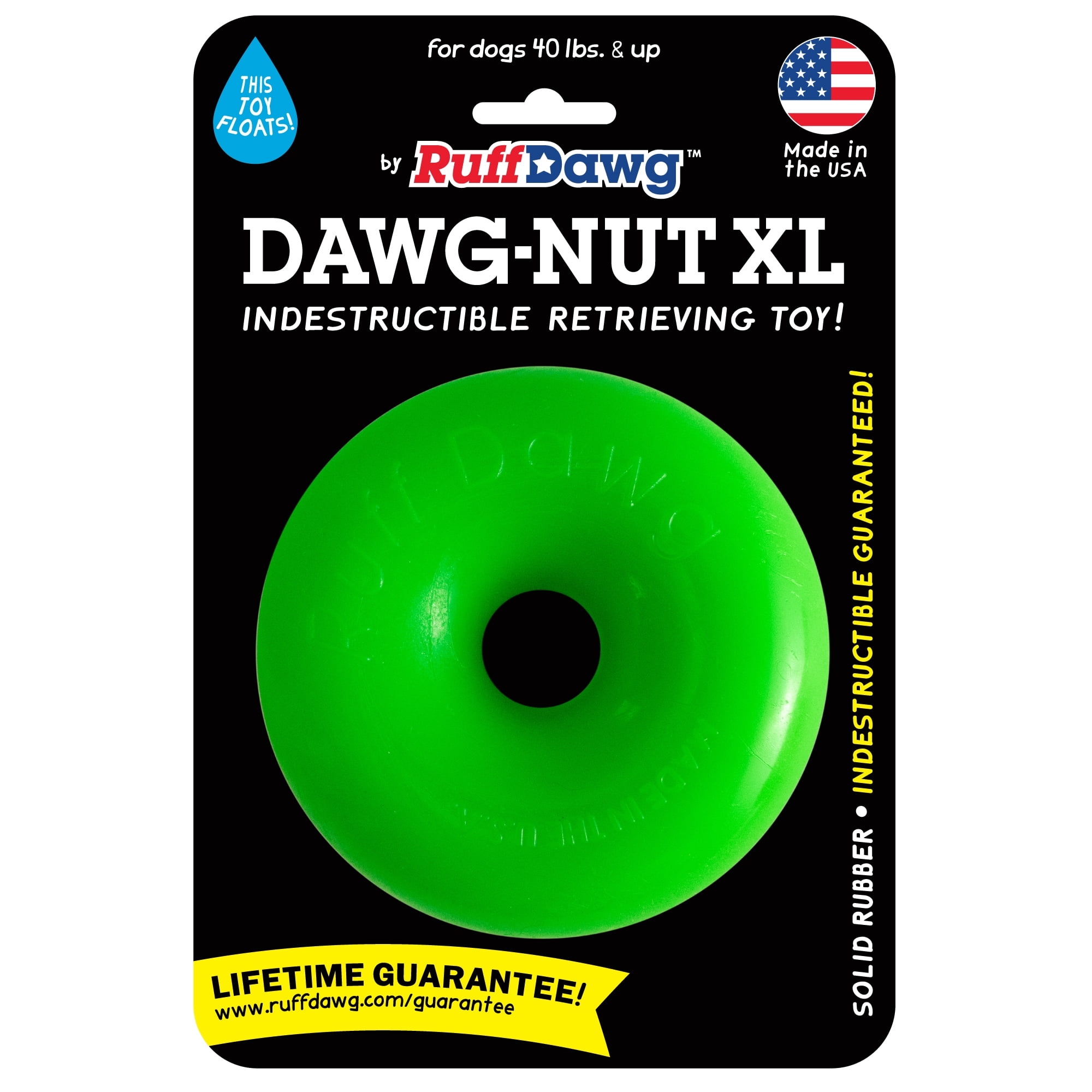 Ruff Dawg Dawg-Nut XL Indestructible Rubber Retrieving Dog Toy, Color Varies
