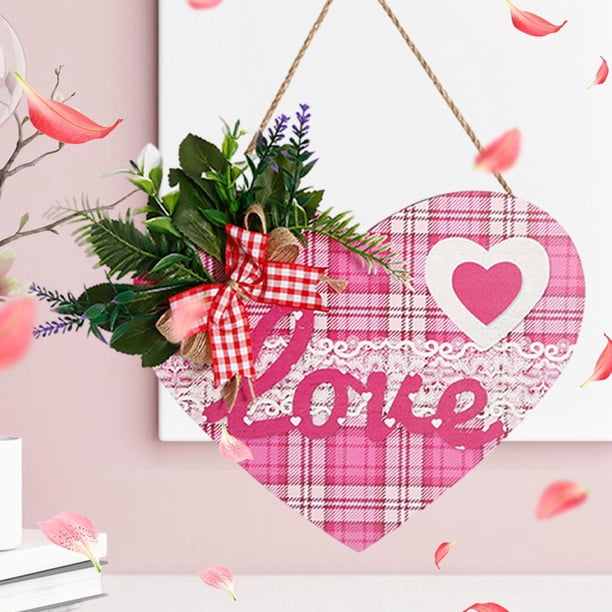 Letrero colgante de madera para el Día de San Valentín, decoración colgante, corazón, placa de amor romántica para propuesta, aniversario, interior y , estilo A BLESIY cartel colgante