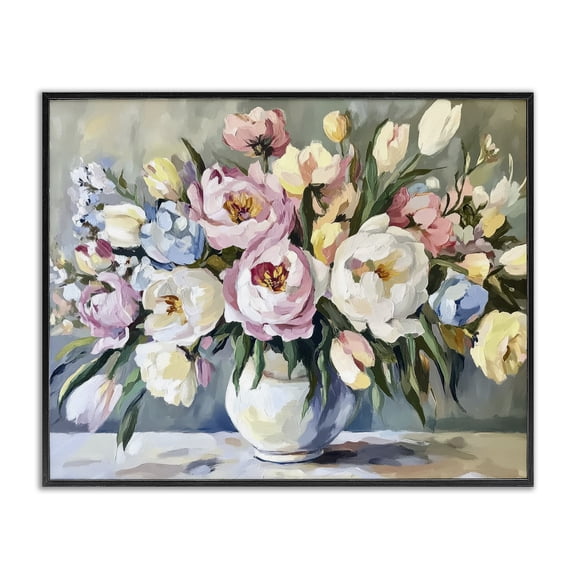 Stupell Industries Contemporary Pastel Peony Bunch Bouquet Black Framed Giclee Art, 14 x 11, by Petals Prints Design