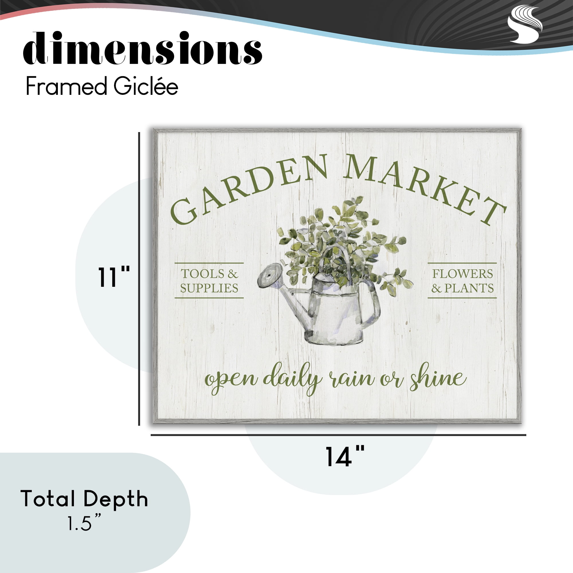 Stupell Industries Open Daily Garden Market Gray Framed Giclee Art, design by Sally Swatland