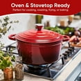 thumbnail image 5 of Daluvenix 6qt Enameled Cast Iron Dutch Oven Pot with Lid for Bread,Non-Stick Cookware with Dual Handles for Cooking & Roasting, Red, 5 of 8