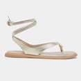 thumbnail image 3 of XYD Women Metal Ornament Round Toe Thong Sandals Ankle Wrap Lace Up Flat Shoes Comfortable Casual Flip Flops Size 5.5 Light Gold, 3 of 4