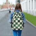 thumbnail image 6 of FORMRS Kids School Backpack Elementary Student Unisex Travel Bookbag with Reflective Stripes, Green and White Plaid Pattern, 6 of 7