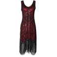 thumbnail image 1 of Womens 1920s Flapper Dress Long Fringed Great Gatsby Costume Dress 20s Sequins Beaded Vintage Style Dresses, 1 of 2