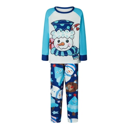 

Christmas Pajamas for Family Snowman Print Tops + Pants Set Sleepwear