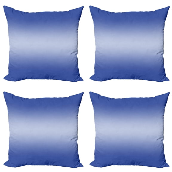 Ambesonne Ombre Throw Pillow Cover 4 Pack, Sunset Evening Scene, 20", Navy Blue