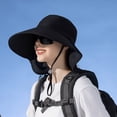 thumbnail image 4 of Aosijia Womens Chapeau de Soleil avec Queue de Cheval Large Bord Chapeau de Plein Air Randonnée Safari Plage Grdening Chapeau de Pêche avec Rabat du Cou, 4 of 9