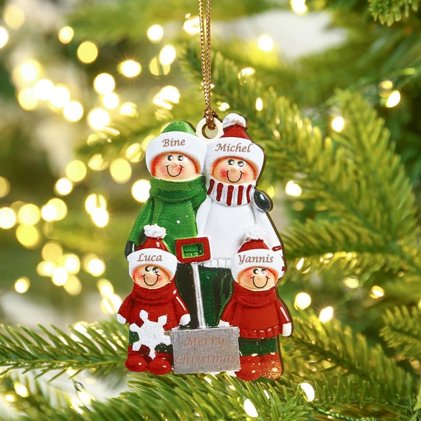 Adornos colgantes de madera personalizados XINYU Navidad 2024 decoración árbol genealógico 2 a 8 nombres