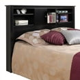 Kingfisher Lane Full Queen Wood Bookcase Headboard in Black Finish