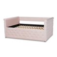 thumbnail image 3 of Baxton Studio Amaya Lit de Repos en Velours et Bois Rose Clair, 3 of 8