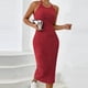 thumbnail image 1 of TaTaai Women's Ribbed Halter Neck Midi Dress Sleeveless Round Neck Fitted Bodycon Solid Knee Length for Summer Beach Party Daily Casual Wear Soft Stretchy Gift, 1 of 6