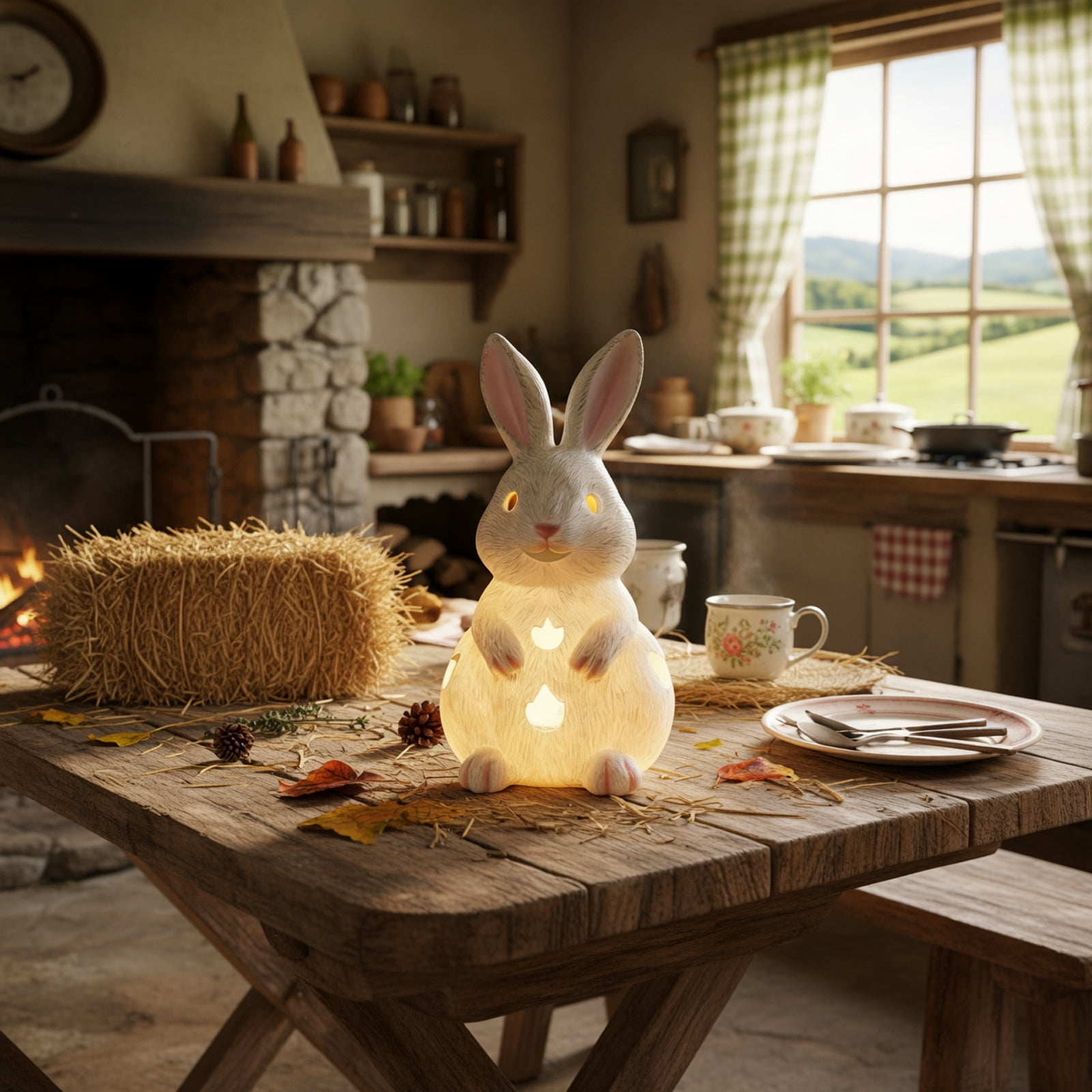 Aff*ordable！Glowing Bunny Ornament Candle Holder LED Light up Resin Easter Statue for Home Garden Decor – Spring Animal Tealight Stand for Table Shelf Mantel Holiday Gift
