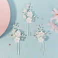 thumbnail image 4 of MIALLO 3 PCS Silver Boho U-Shaped Hair Pins with Pearl, Handmade White Floral Headpiece for Brides, Bridesmaids and Wedding Guests, 4 of 6