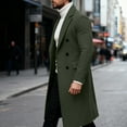 thumbnail image 5 of yuCgh Men's Wool Blend Trench Coat, Double Breasted Pea Coat with Notch Lapel, Long Overcoat for Casual & Smart Casual Outfits, Fall Winter Style,Army Green,L, 5 of 6