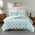 thumbnail image 3 of True North by Sleep Philosophy 3-Piece Aqua Reversible Plush Microvelour Print Comforter Set, Full/Queen, 3 of 4
