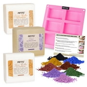 Pifito Soap Making Kit │ DIY Soap Making Supplies - 3 lbs Melt and Pour Soap Base (Shea Butter, Clear, Cocoa Butter), 8-Pack Oxide Pigment Colorants Sampler, Mold and Instructions