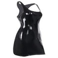 thumbnail image 3 of Robe Moulante Sexy en Cuir PU pour Femmes, Coupe Basse, Sans Manches, Mini Robe de Soirée Club Serrée, 3 of 5