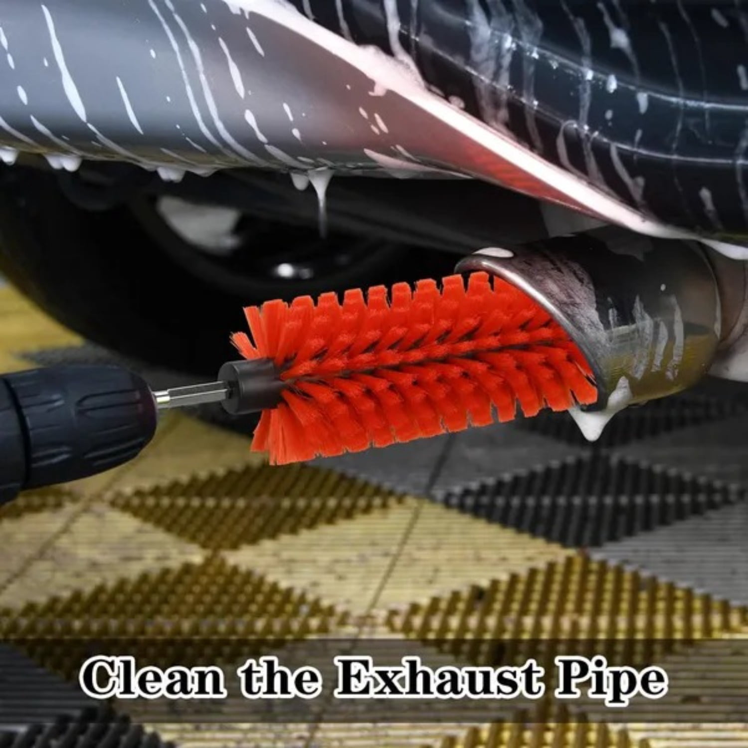 Drill Brush for Car Wheel and Bottle High Density Nylon Cleaning Brush for Wheels Rims Engines Exhaust