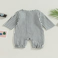 thumbnail image 4 of Crew Neck Rompers with Striped Pattern and Button Closure for Baby Boys and Girls, 4 of 8