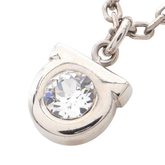 Pre-Owned Salvatore Ferragamo Gancini Necklace in Stainless Steel with Rhinestones,... (Good)