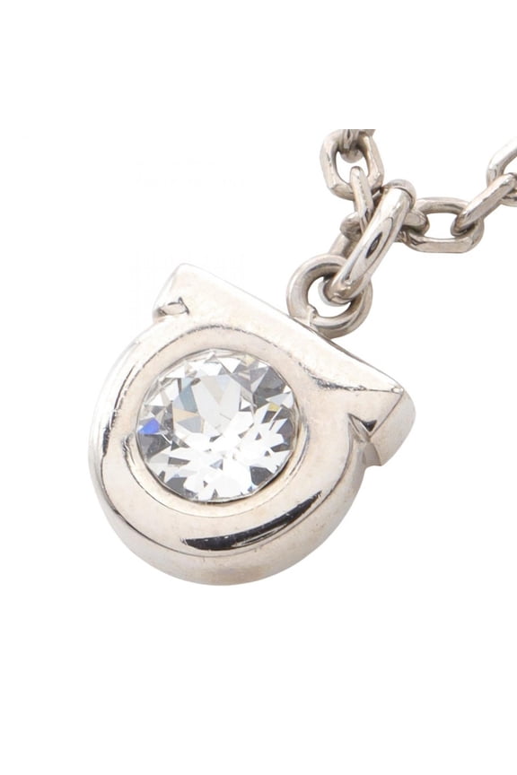 Pre-Owned Salvatore Ferragamo Gancini Necklace in Stainless Steel with Rhinestones,... (Good)