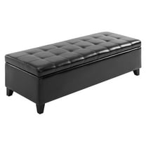 COCOKUN 51 Inch Large Storage Ottoman, Rectangular Tufted Faux Leather Bench with Lift-Top, for End of Bed, Living Room, Entryway in Black