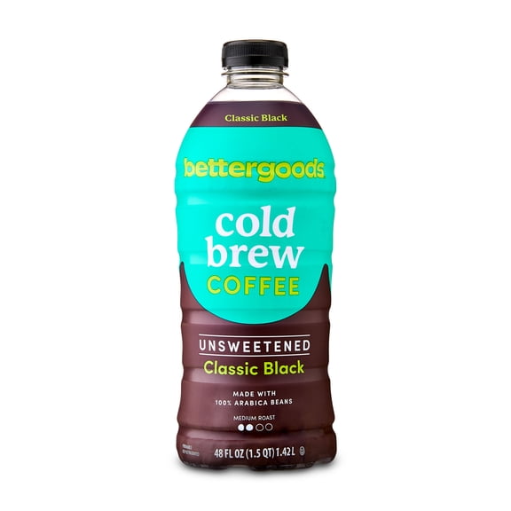bettergoods Medium Roast Cold Brew Coffee, 100% Arabica, Unsweetened, 48 fl oz Bottle