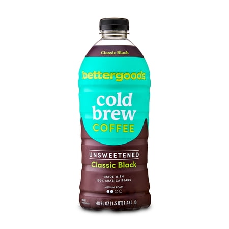 bettergoods Medium Roast Cold Brew Coffee, 100% Arabica, Unsweetened, 48 fl oz Bottle