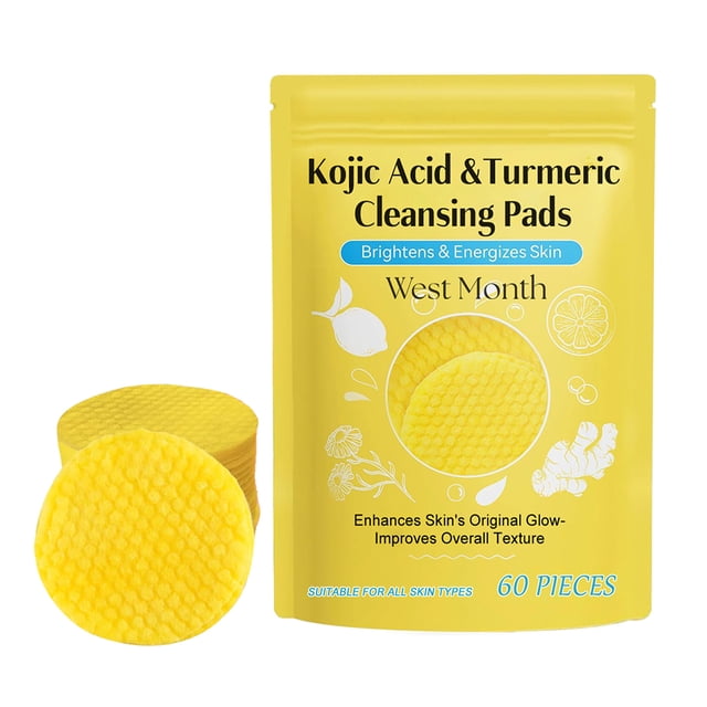Almohadillas Exfoliantes Espumosas 60 Unidades Ácido Kójico Cúrcuma Con Vitamina C para Poros Obstruidos Exceso Suciedad Y Aceite