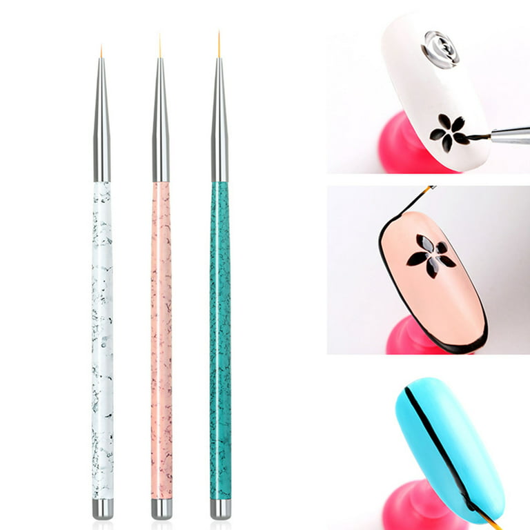 3Pcs/set kolinsky Acrylic Nail Brush Thin Nail Liner Brush uv Gel Drawing  Painting Pen Transparent