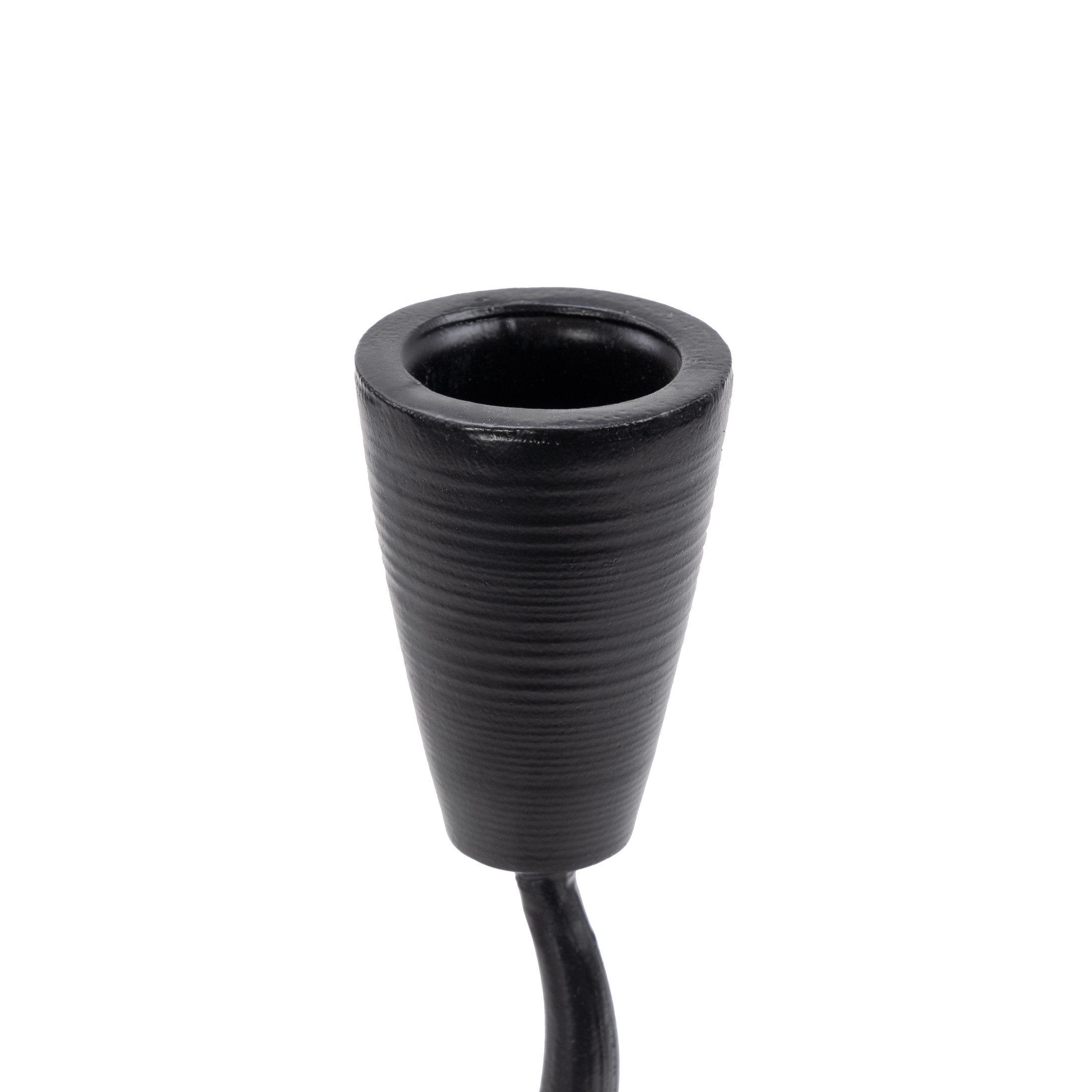 DecMode 3 Candle Black Metal Candle Holder with Round Base