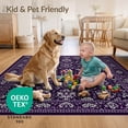 thumbnail image 4 of ODIKA 8'x10' Ultra-Soft Area Rug, Deep Purple Horror Bat Gothic Damask Vintage Scrollwork with Symmetrical Filigree Washable, Bare feet friendly, Silk-Touch for Bedroom, Under Sectional, 4 of 7