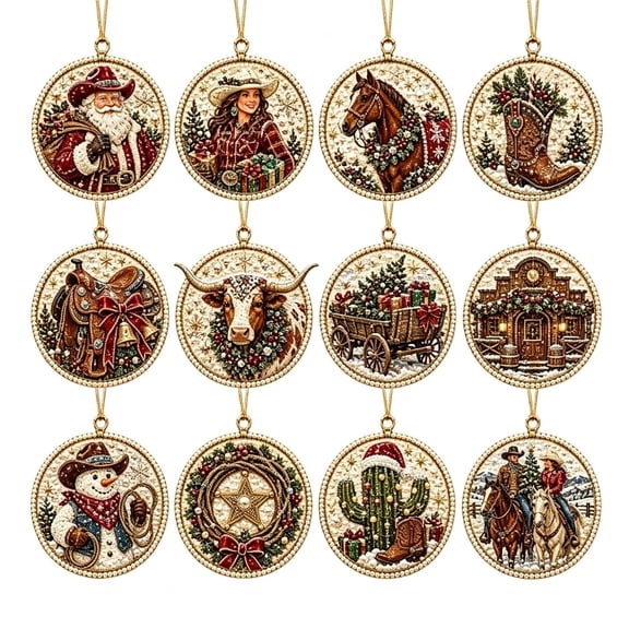 Christmas Diamond Art Kits for Adults, 12pc DIY Wood Small Diamond Art Kits for Christmas Tree Decoration, Diamond Art Christmas for Holiday Gift Tree Decor