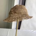 thumbnail image 5 of SikaFu Grass Woven Hollow Summer Fisherman Hat For Women, Breathable, Lightweight, Sunscreen, And Sunshade. French Elegant, Foldable, And Minimalist Straw Hat, 5 of 6