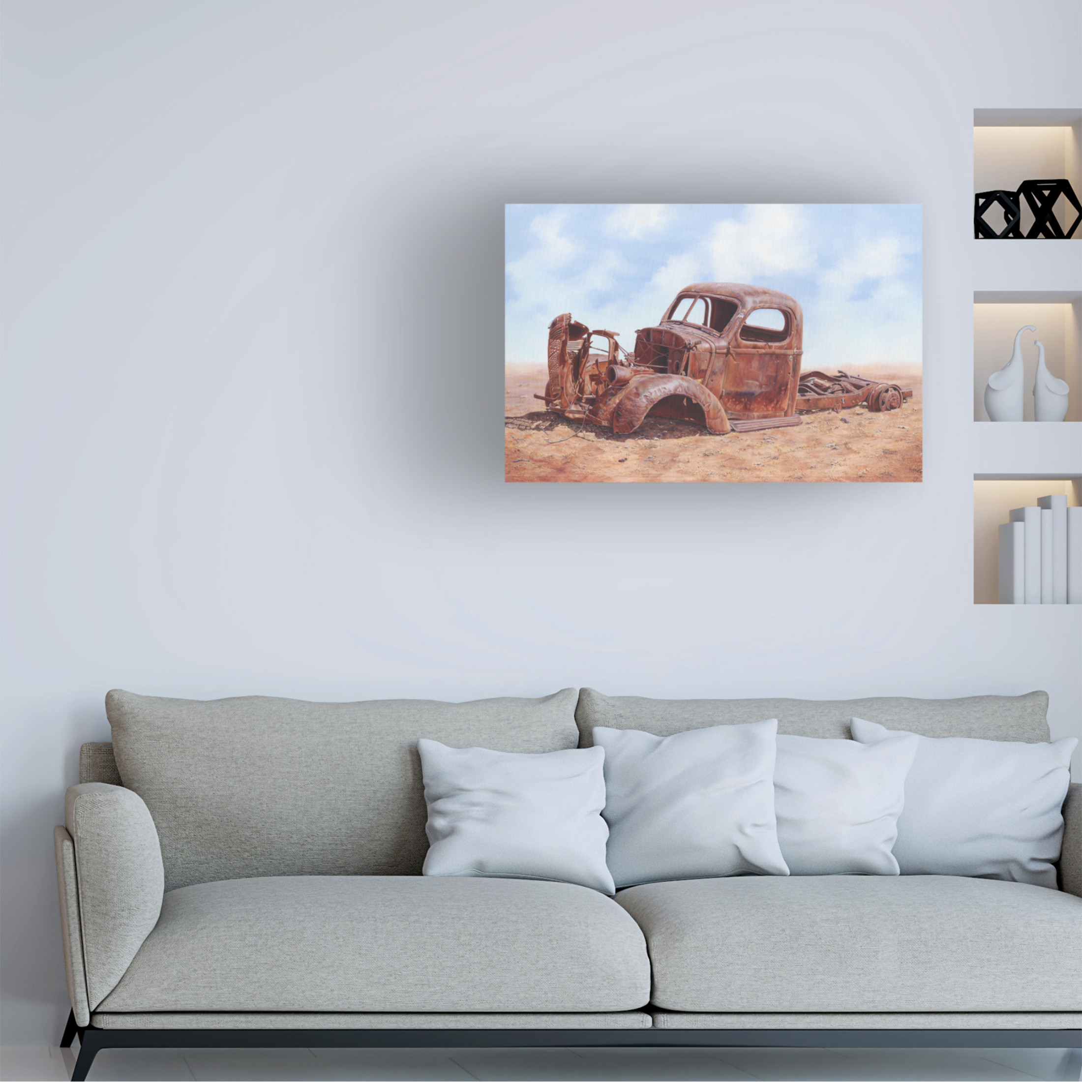 Canvas Wall Art - Delene Lambert 'Palla Fontuin Namibia Old Truck' Wall Art for Living Room, Bedroom, or Office Décor by Trademark Fine Art - 32 x 22 Inches