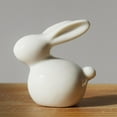 thumbnail image 4 of AMLESO Ceramic Rabbit Figurine Miniature Easter Animal Bunny Statue Home Bookshelf Desk 6.5x7.3cm, 4 of 8
