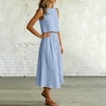 thumbnail image 5 of Karymi Two Piece Sets for Women 2 Piece Outfit, Crew Neck Sleeveless Crop Tank Top & High Waist Button Front Midi Skirt with Pockets, Solid Summer Set Women's Clothing, 5 of 8