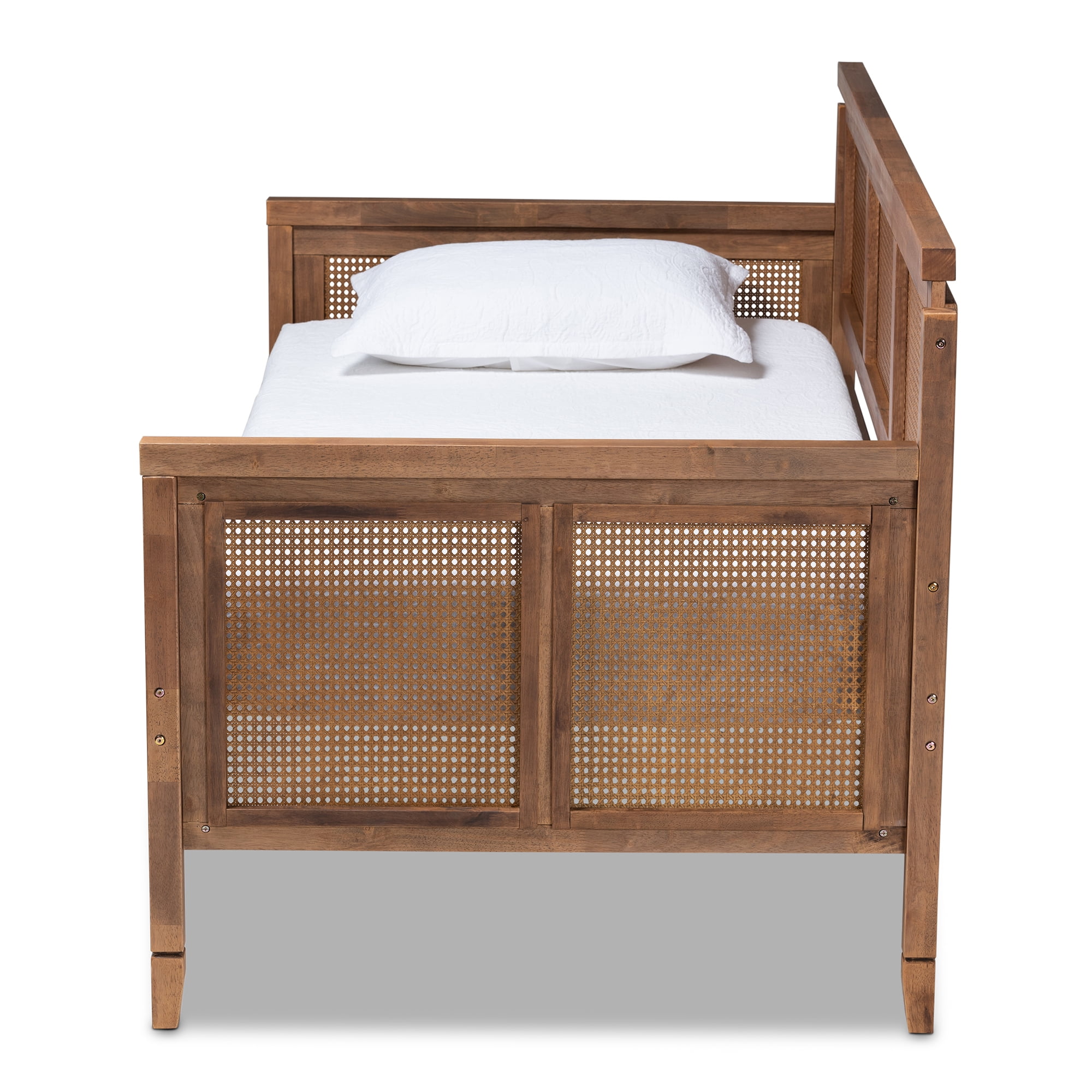 Baxton Studio Vintage French Inspired Synthetic Rattan Spade Feet Twin Daybed Ash Walnut